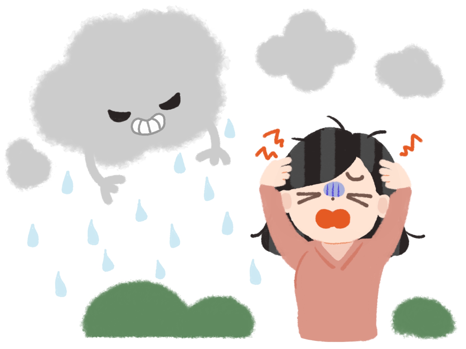 梅雨でつらい女性