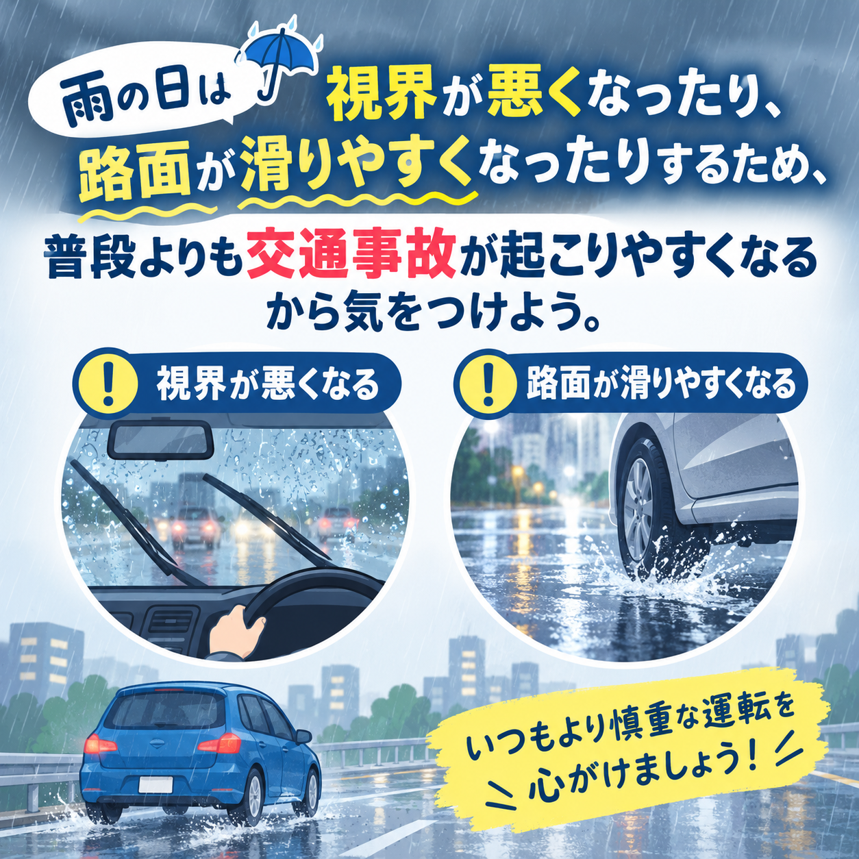 雨の日は交通事故に気を付けよう